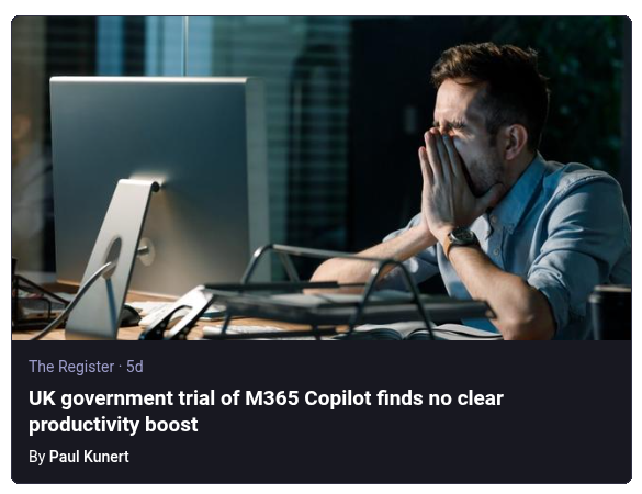 En artkel från The Register som delats på Mastodon med en bild.
